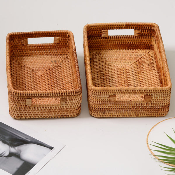 Hand-Woven Rattan Wicker Nesting Storage Baskets