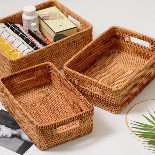 Hand-Woven Rattan Wicker Nesting Storage Baskets