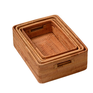 Hand-Woven Rattan Wicker Nesting Storage Baskets