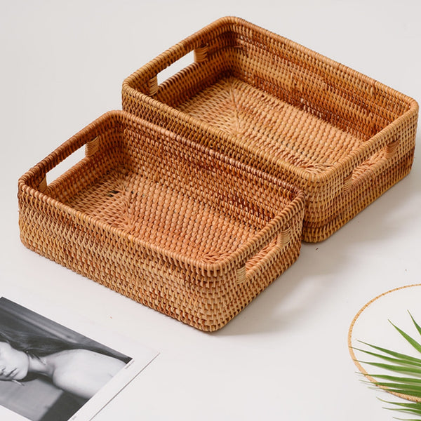 Hand-Woven Rattan Wicker Nesting Storage Baskets