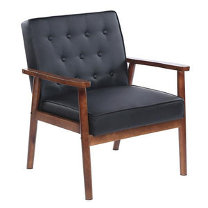 Classic Tufted Leather Wooden Office Accent Chair