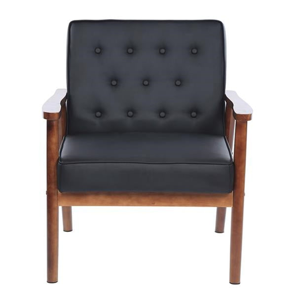 Classic Tufted Leather Wooden Office Accent Chair