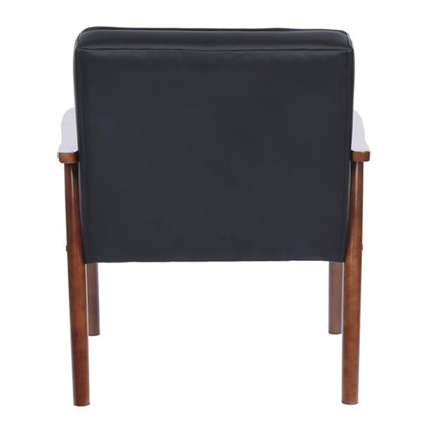 Classic Tufted Leather Wooden Office Accent Chair