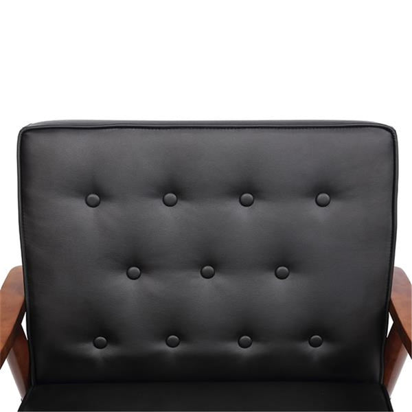 Classic Tufted Leather Wooden Office Accent Chair