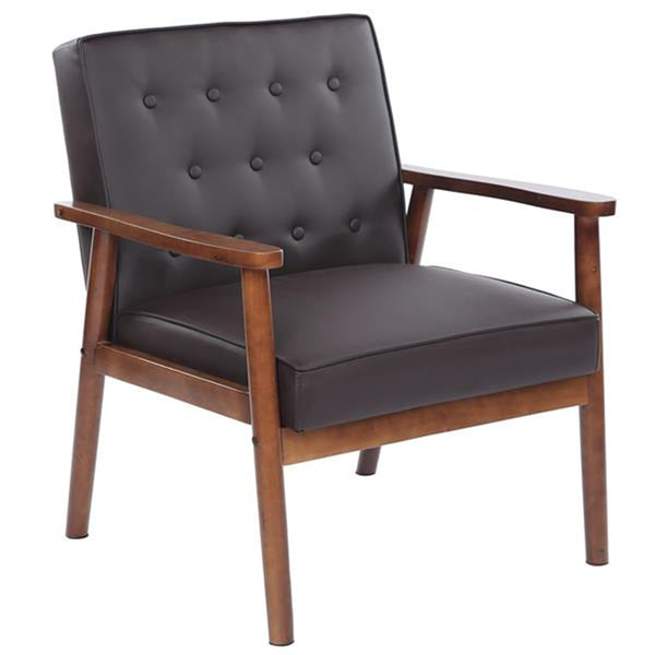 Classic Tufted Leather Wooden Office Accent Chair