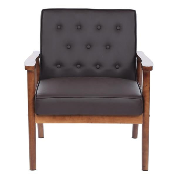 Classic Tufted Leather Wooden Office Accent Chair