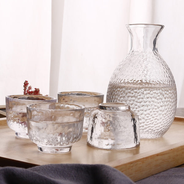 Glass Whiskey Water Beverage Decanter and Glasses Set