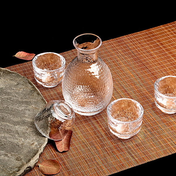 Glass Whiskey Water Beverage Decanter and Glasses Set