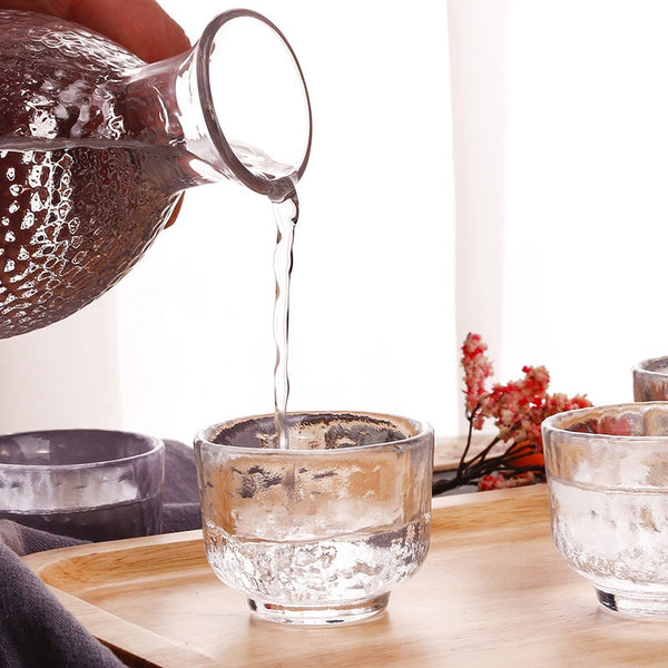 Glass Whiskey Water Beverage Decanter and Glasses Set