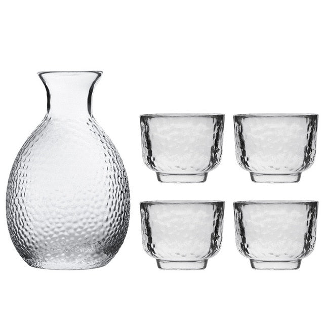 Glass Whiskey Water Beverage Decanter and Glasses Set