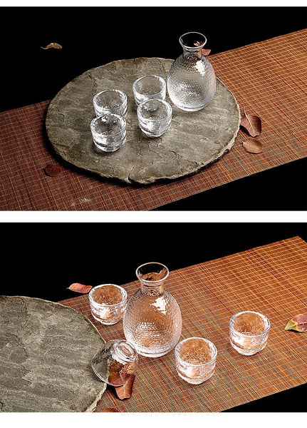 Glass Whiskey Water Beverage Decanter and Glasses Set