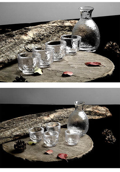 Glass Whiskey Water Beverage Decanter and Glasses Set