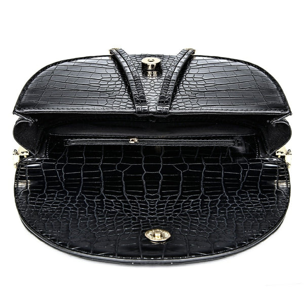 Elegant European Crocodile Saddle Shoulder Bag