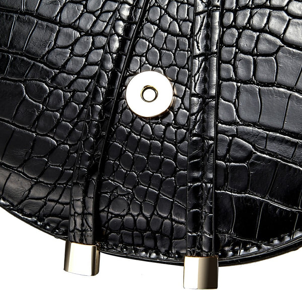 Elegant European Crocodile Saddle Shoulder Bag