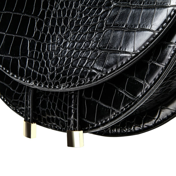 Elegant European Crocodile Saddle Shoulder Bag