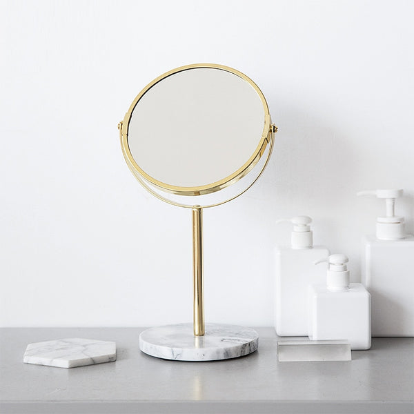 Luxury Marble Base Gold Makeup Grooming Mirror