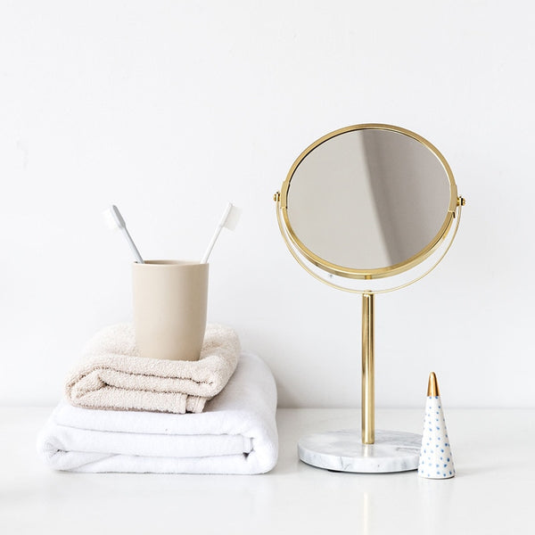 Luxury Marble Base Gold Makeup Grooming Mirror