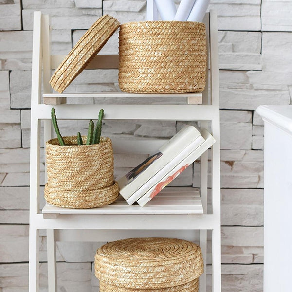 Handmade Straw Wicker Storage Baskets