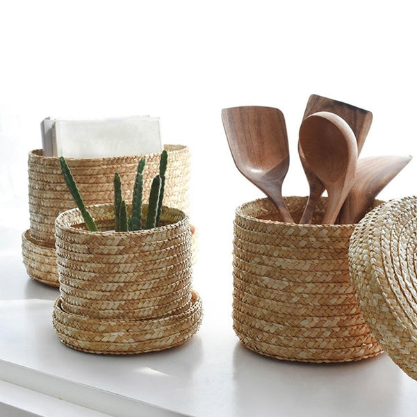 Handmade Straw Wicker Storage Baskets