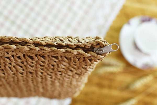 Hand-Knitted Large Boho Chic Straw Tote