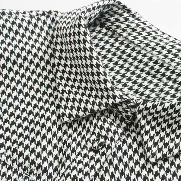 Elegant Women's Houndstooth Button Up Shirt