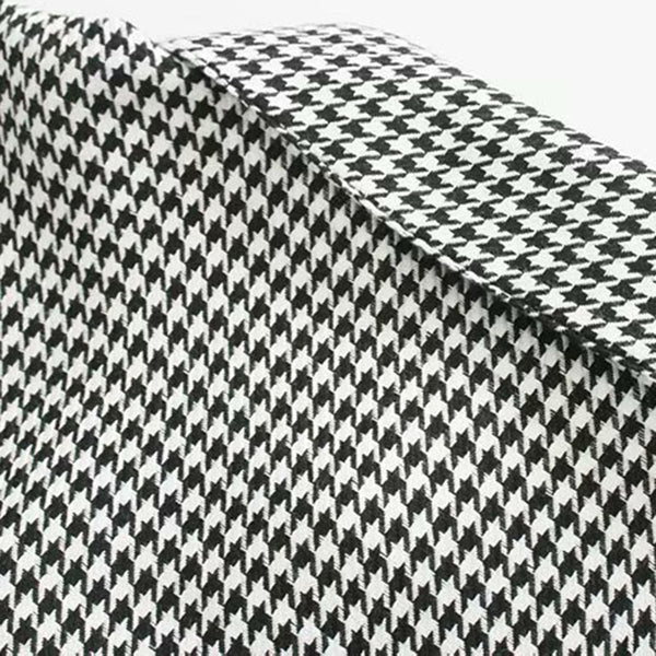 Elegant Women's Houndstooth Button Up Shirt