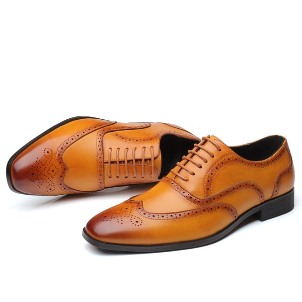 Men's Formal Leather Dress Wingtip Oxfords