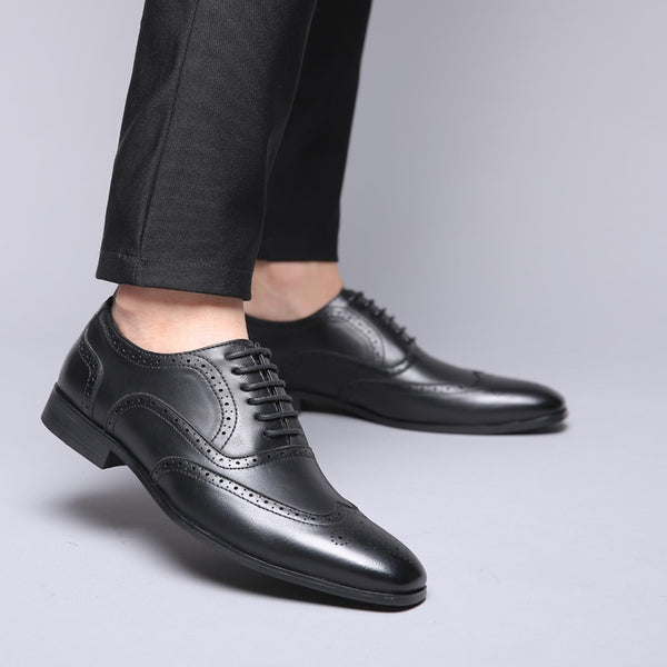 Men's Formal Leather Dress Wingtip Oxfords