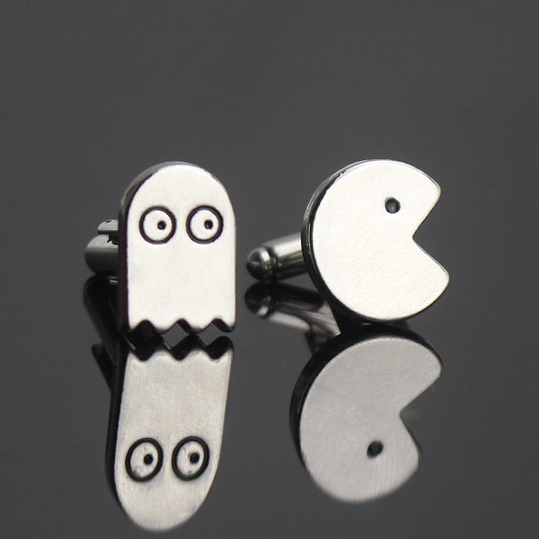 Men's Stainless Steel PacMan & Ghost Cufflinks