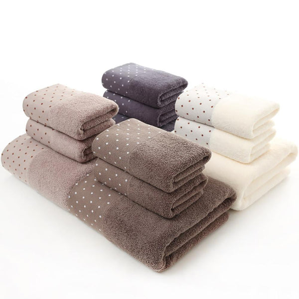 3-Piece Polka Dot Cotton Towel Set