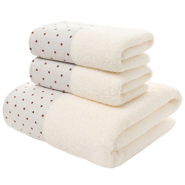 3-Piece Polka Dot Cotton Towel Set