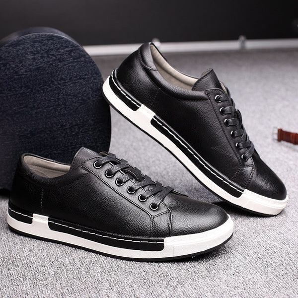 Men's High Fashion Leather Flat Low Top Sneaker