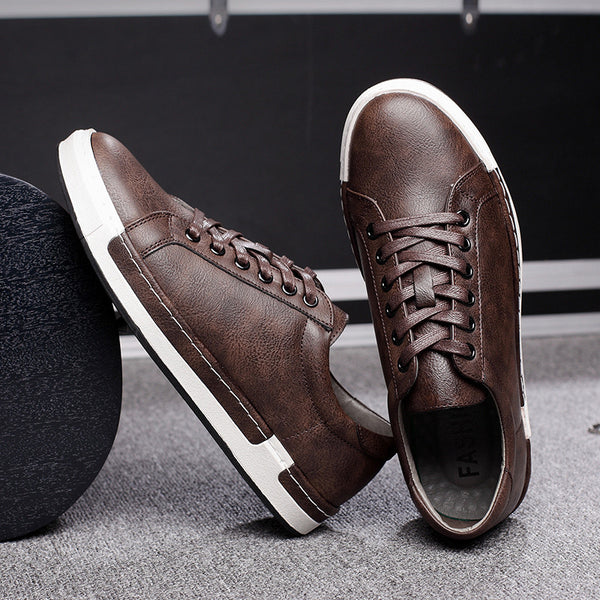 Men's High Fashion Leather Flat Low Top Sneaker