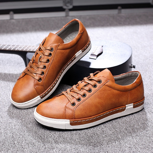 Men's High Fashion Leather Flat Low Top Sneaker