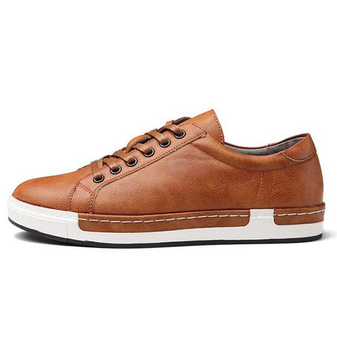 Men's High Fashion Leather Flat Low Top Sneaker