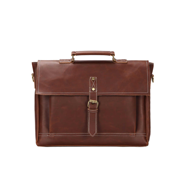 Men's Vintage Leather Boxy Style Handmade Briefcase