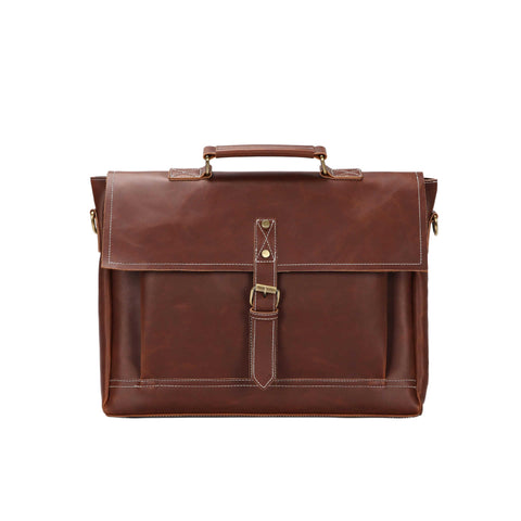 Men's Vintage Leather Boxy Style Handmade Briefcase