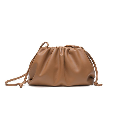 Women's Faux Leather Drawstring Soft Scrunch Handbag