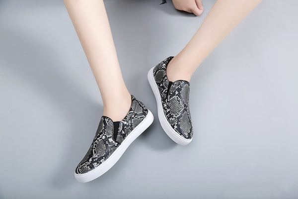 Women's Python Slip On Flat Sneakers