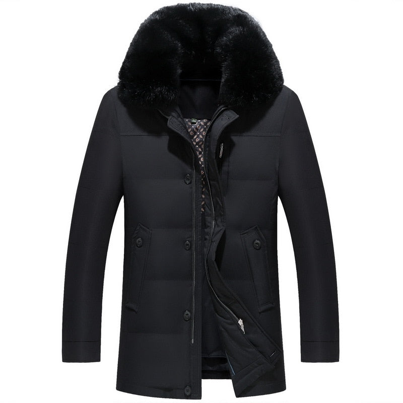 Men's Luxury Fur Collar Duck Down Winter Jacket