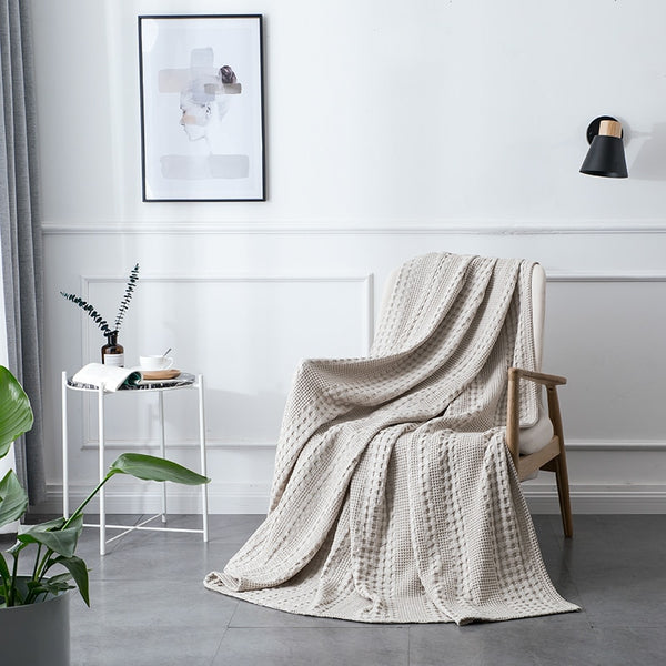 Woven Cable Knit 100% Luxury Cotton Throw Blanket