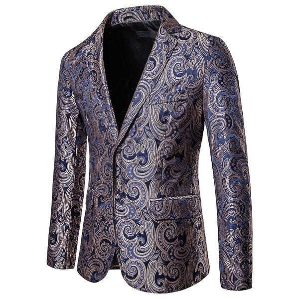 Men's European Royalty Golden Paisley Evening Jacket