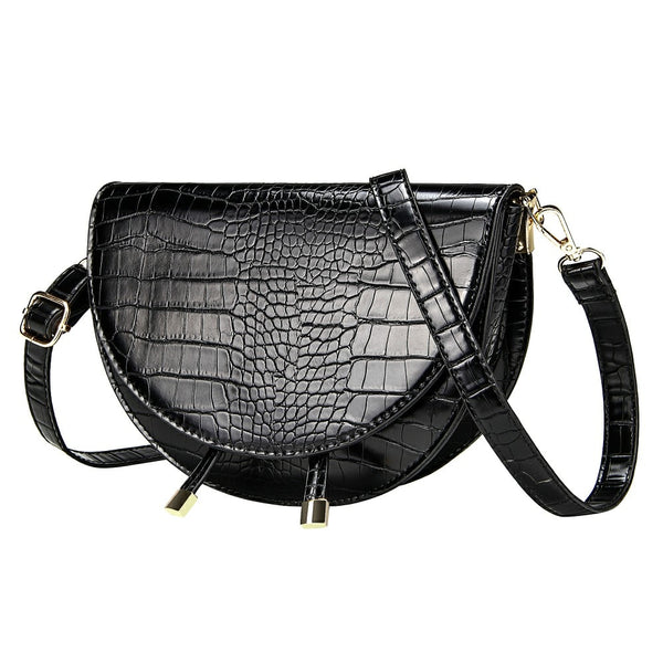 Elegant European Crocodile Saddle Shoulder Bag