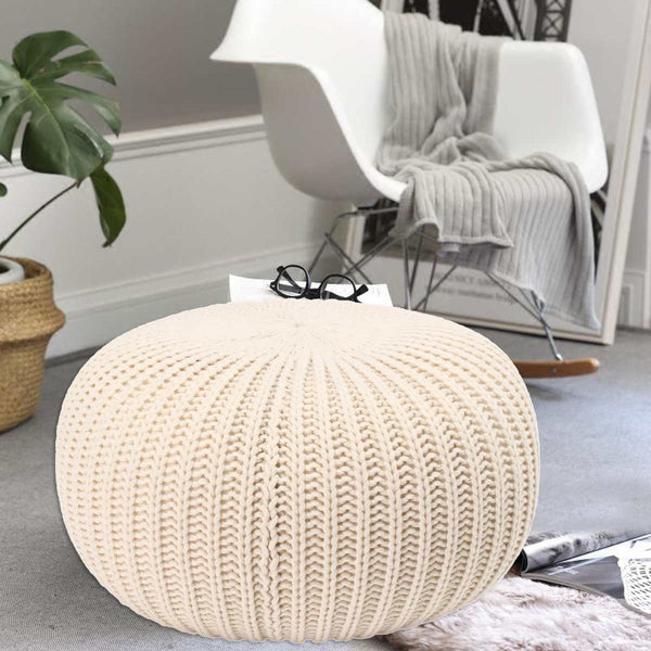 Modern Rounded Knit Ottoman/Footrest/Seat