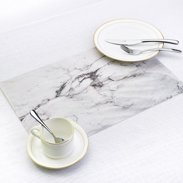 2Pcs Set of Luxury Marble Anti-Slip Heat Insulated Dining Placemats