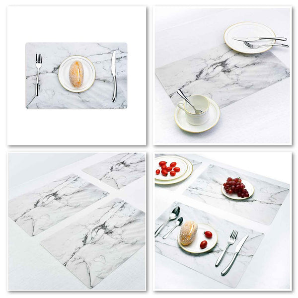 2Pcs Set of Luxury Marble Anti-Slip Heat Insulated Dining Placemats