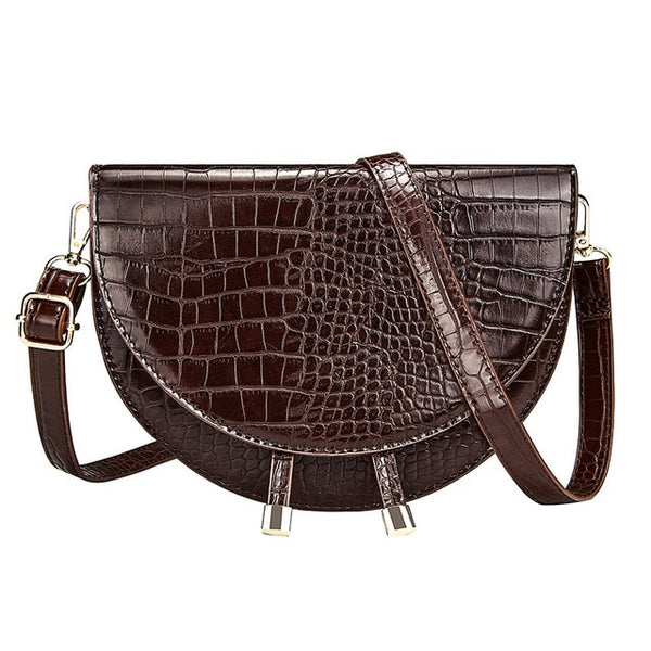 Elegant European Crocodile Saddle Shoulder Bag