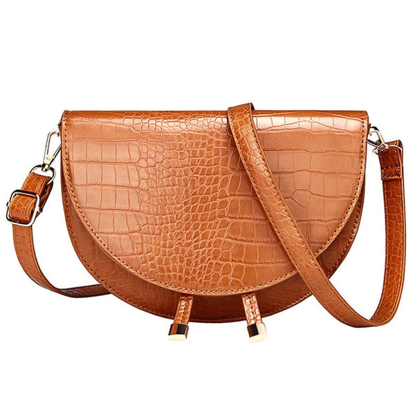 Elegant European Crocodile Saddle Shoulder Bag