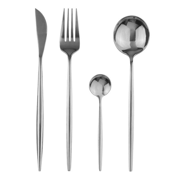 Luxury Black Dinnerware Silverware Set of 4