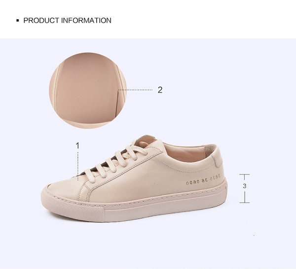 Women's Luxury Designer Leather Sheepskin Flat Sneakers